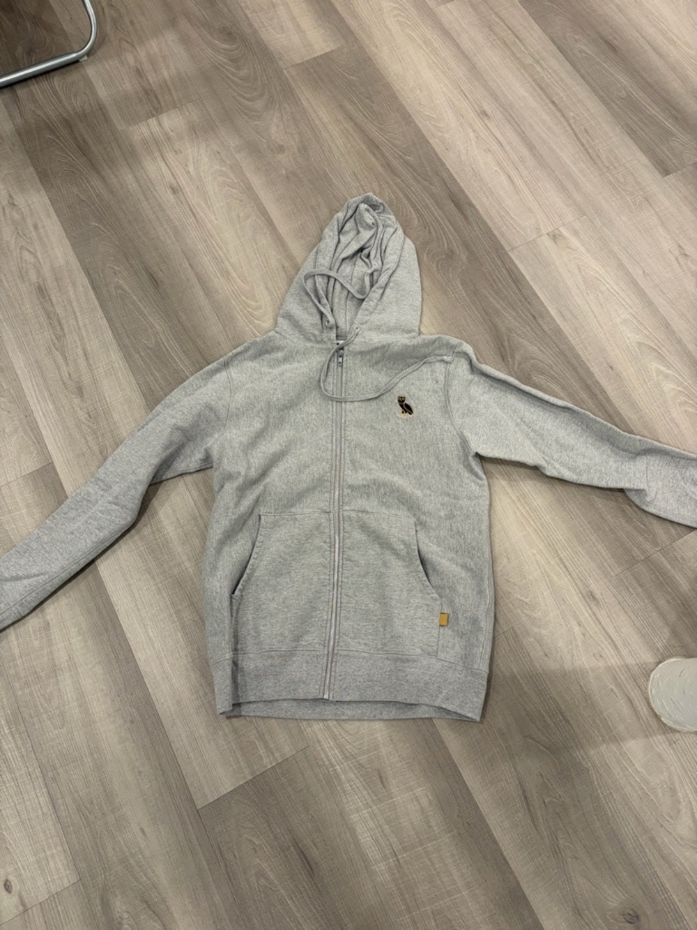 OVO Light Gray Zip-Up Hoodie